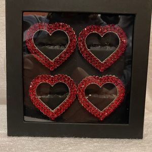 Set of four heart napkin rings